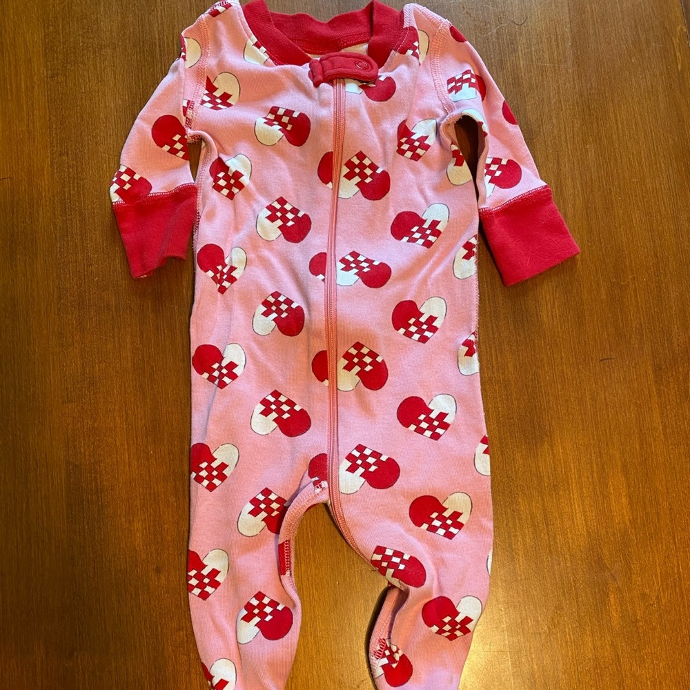 Hanna Andersson Pink Heart Footie Pajamas